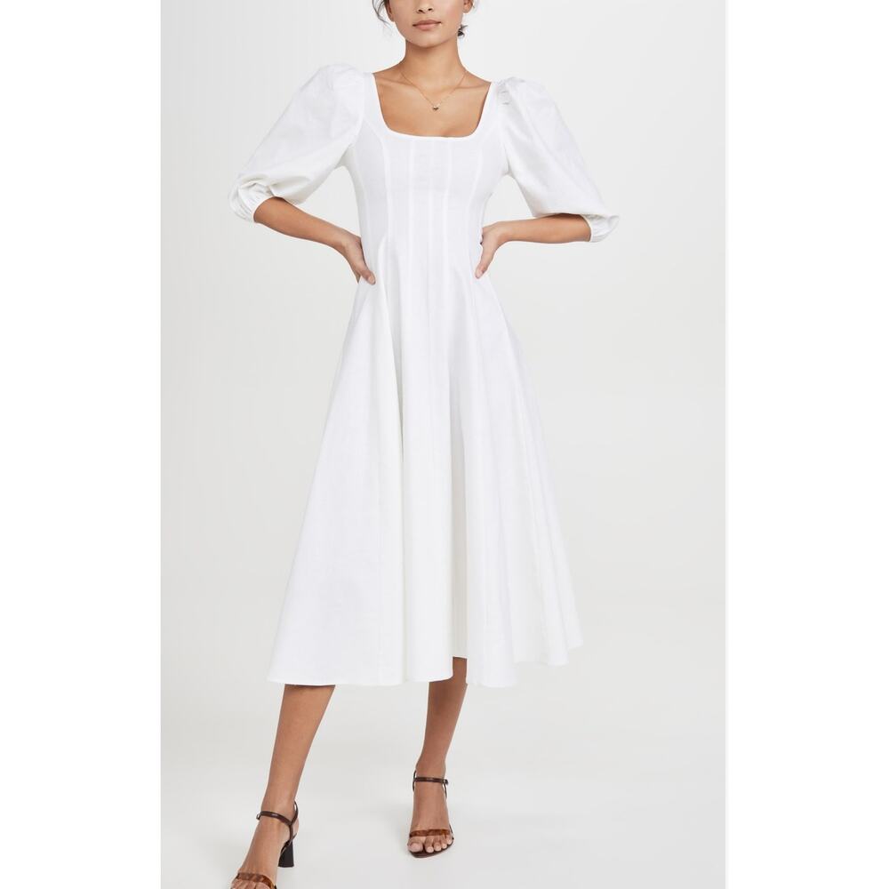 STAUD White Midi Dress